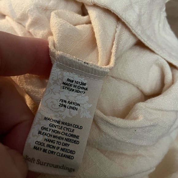 Soft Surroundings White Linen Wide Leg Pull On Pants - Picture 4 of 6